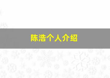 陈浩个人介绍