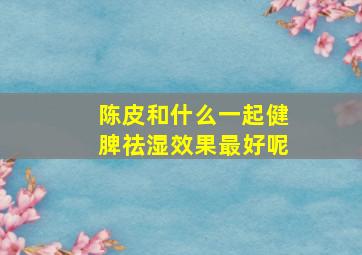 陈皮和什么一起健脾祛湿效果最好呢