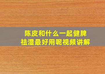 陈皮和什么一起健脾祛湿最好用呢视频讲解