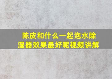 陈皮和什么一起泡水除湿器效果最好呢视频讲解