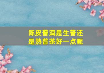 陈皮普洱是生普还是熟普茶好一点呢