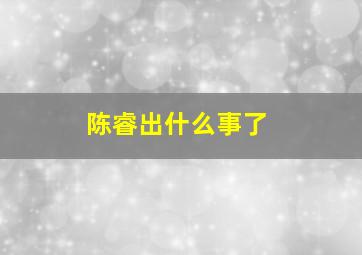 陈睿出什么事了