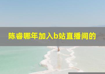 陈睿哪年加入b站直播间的