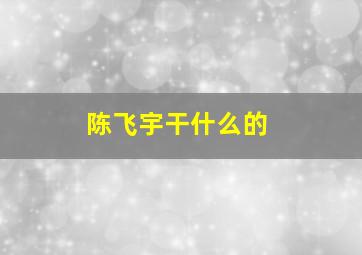 陈飞宇干什么的