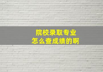 院校录取专业怎么查成绩的啊