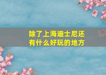 除了上海迪士尼还有什么好玩的地方