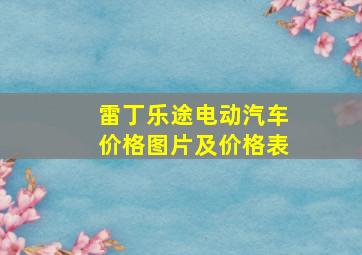 雷丁乐途电动汽车价格图片及价格表