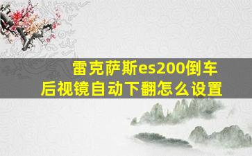 雷克萨斯es200倒车后视镜自动下翻怎么设置