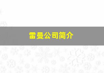 雷曼公司简介