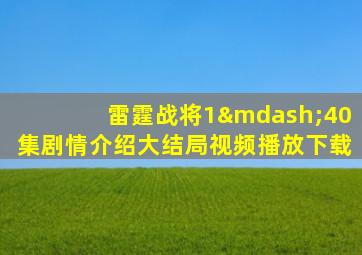 雷霆战将1—40集剧情介绍大结局视频播放下载