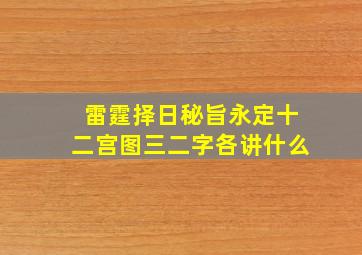 雷霆择日秘旨永定十二宫图三二字各讲什么