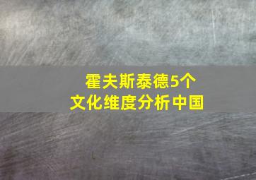 霍夫斯泰德5个文化维度分析中国