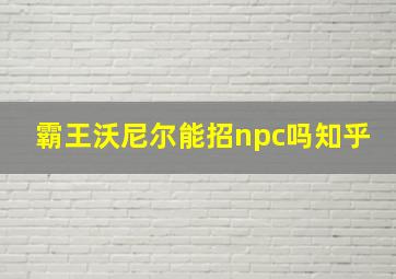 霸王沃尼尔能招npc吗知乎