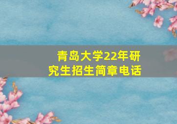 青岛大学22年研究生招生简章电话