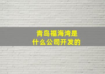 青岛福海湾是什么公司开发的