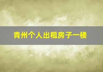 青州个人出租房子一楼