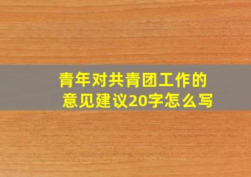 青年对共青团工作的意见建议20字怎么写