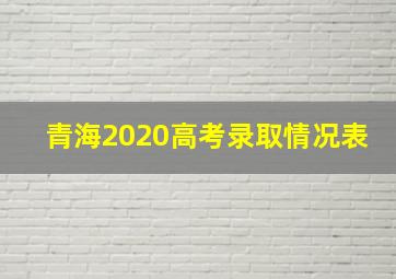 青海2020高考录取情况表