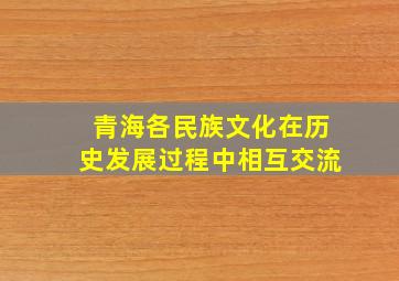 青海各民族文化在历史发展过程中相互交流