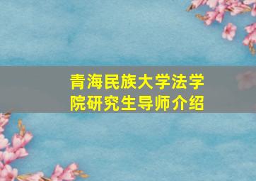 青海民族大学法学院研究生导师介绍