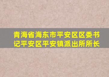 青海省海东市平安区区委书记平安区平安镇派出所所长