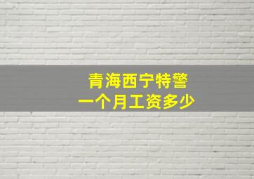 青海西宁特警一个月工资多少