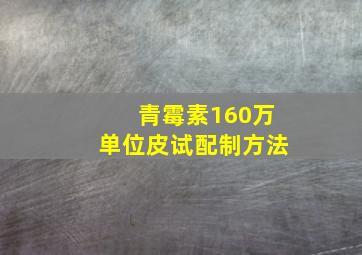 青霉素160万单位皮试配制方法