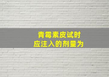 青霉素皮试时应注入的剂量为