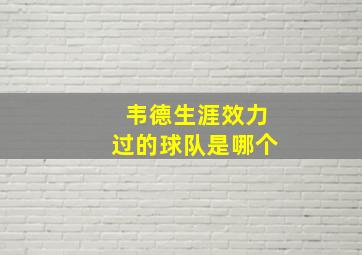 韦德生涯效力过的球队是哪个