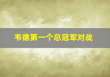 韦德第一个总冠军对战