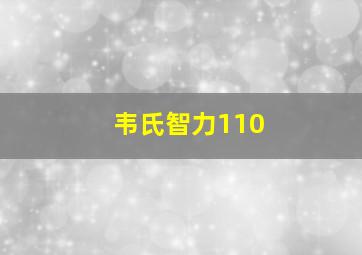 韦氏智力110