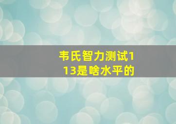 韦氏智力测试113是啥水平的