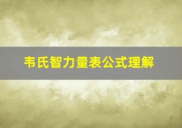 韦氏智力量表公式理解