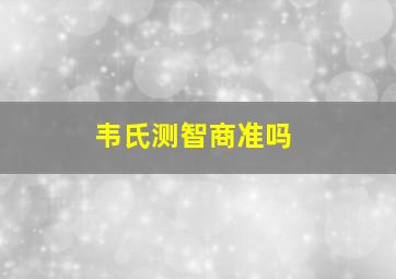 韦氏测智商准吗