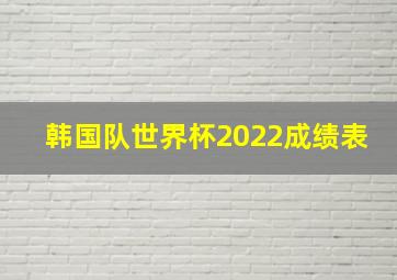 韩国队世界杯2022成绩表