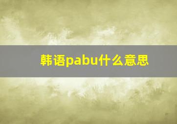 韩语pabu什么意思