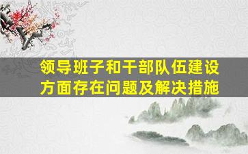 领导班子和干部队伍建设方面存在问题及解决措施