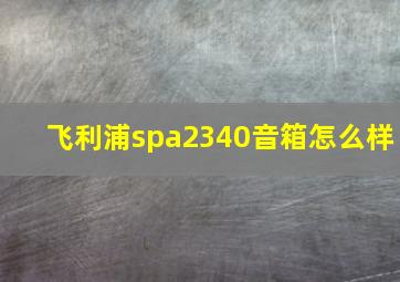 飞利浦spa2340音箱怎么样