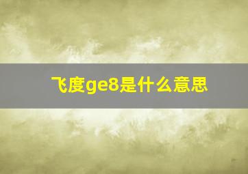 飞度ge8是什么意思