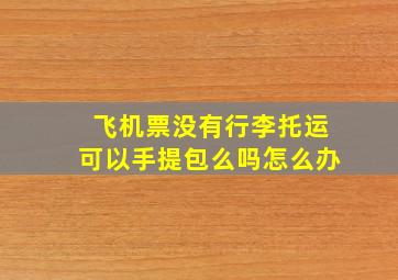 飞机票没有行李托运可以手提包么吗怎么办