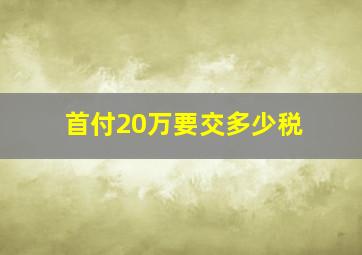 首付20万要交多少税