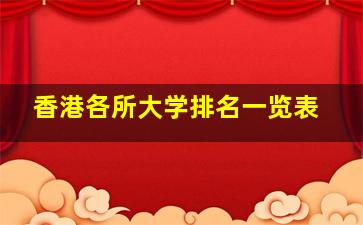 香港各所大学排名一览表