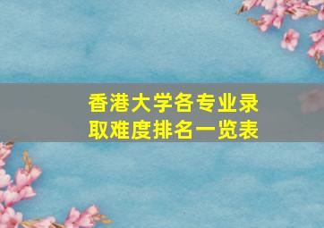 香港大学各专业录取难度排名一览表