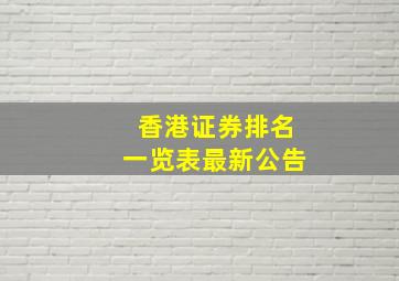 香港证券排名一览表最新公告