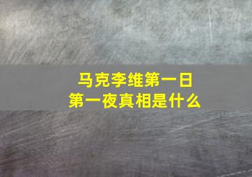 马克李维第一日第一夜真相是什么