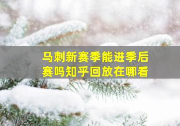 马刺新赛季能进季后赛吗知乎回放在哪看