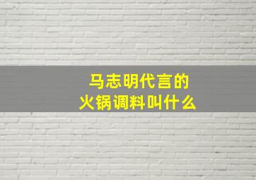 马志明代言的火锅调料叫什么