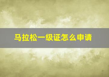 马拉松一级证怎么申请