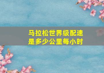 马拉松世界级配速是多少公里每小时