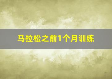 马拉松之前1个月训练